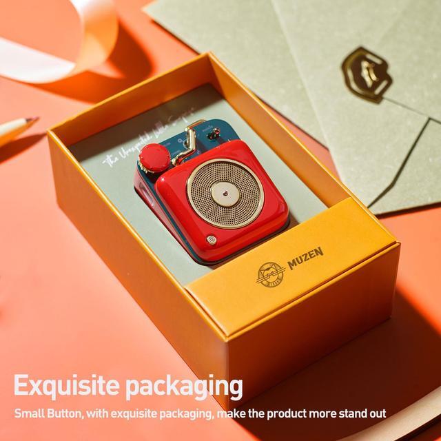 Alt view image 7 of 7 - Muzen Mini Bluetooth Speaker, Button Metal with Lanyard,Vintage Radio with Old Fashioned Classic Style, Portable Wireless Loud Volume Speaker for Home, Office, Kitchen,Party,Travel,Outdoor Red