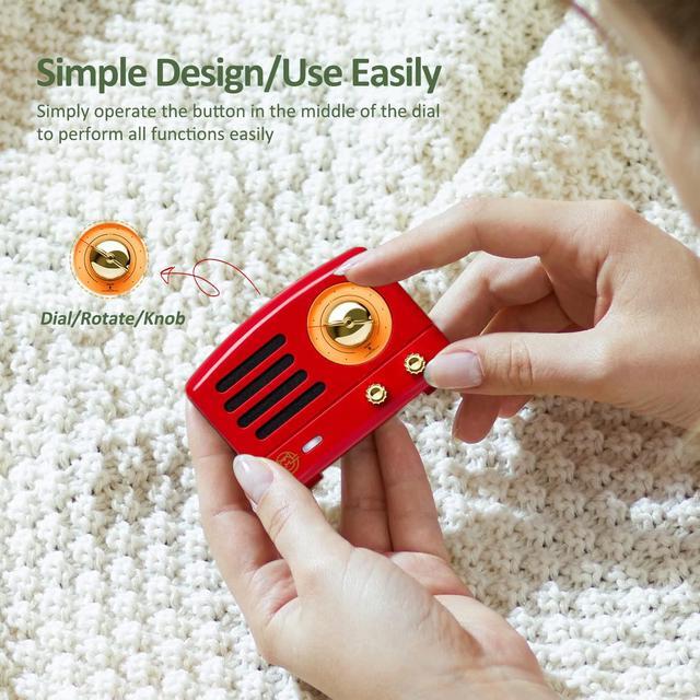 Alt view image 4 of 6 - Muzen OTR Magnetic Fridge Sticker Bluetooth Speaker, Retro Small Portable Speaker, Wireless Speaker with Bluetooth 5.0 and Type-C Charge, Best Use for Metal Surface,Vintage Gifts, Red