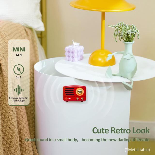 Alt view image 3 of 6 - Muzen OTR Magnetic Fridge Sticker Bluetooth Speaker, Retro Small Portable Speaker, Wireless Speaker with Bluetooth 5.0 and Type-C Charge, Best Use for Metal Surface,Vintage Gifts, Red