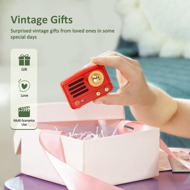 Alt view image 6 of 6 - Muzen OTR Magnetic Fridge Sticker Bluetooth Speaker, Retro Small Portable Speaker, Wireless Speaker with Bluetooth 5.0 and Type-C Charge, Best Use for Metal Surface,Vintage Gifts, Red