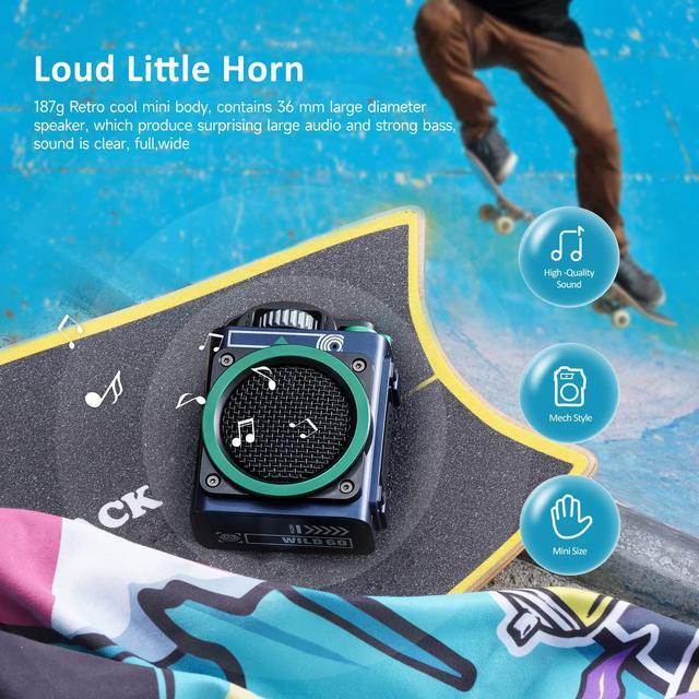 Alt view image 2 of 6 - Muzen Portable Bluetooth Speaker, Wild GO IPX5 Waterproof Speaker, Small Bluetooth Speaker, Loud Stereo Sound,Best Wireless Speakers for Outdoor Travel Camping Blue