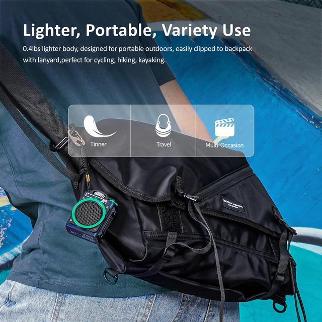Alt view image 6 of 6 - Muzen Portable Bluetooth Speaker, Wild GO IPX5 Waterproof Speaker, Small Bluetooth Speaker, Loud Stereo Sound,Best Wireless Speakers for Outdoor Travel Camping Blue