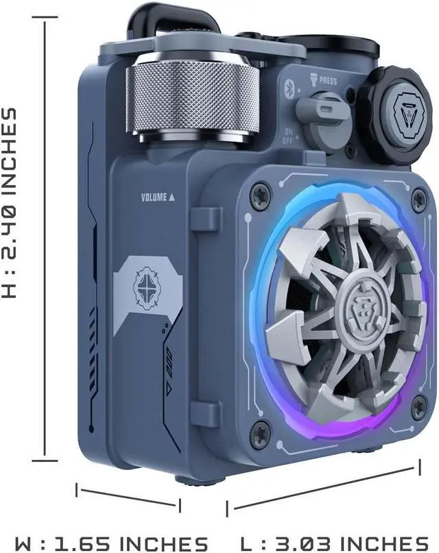 Alt view image 2 of 4 - Muzen Cyber Cube-Pro Bluetooth Speaker, Bluetooth 5.0, Portable Speaker with Fidget Spinner, Crystal Clear Sound with RGB Led Light Wireless Speaker, Waterproof Speakers for Indoor Outdoor Gray