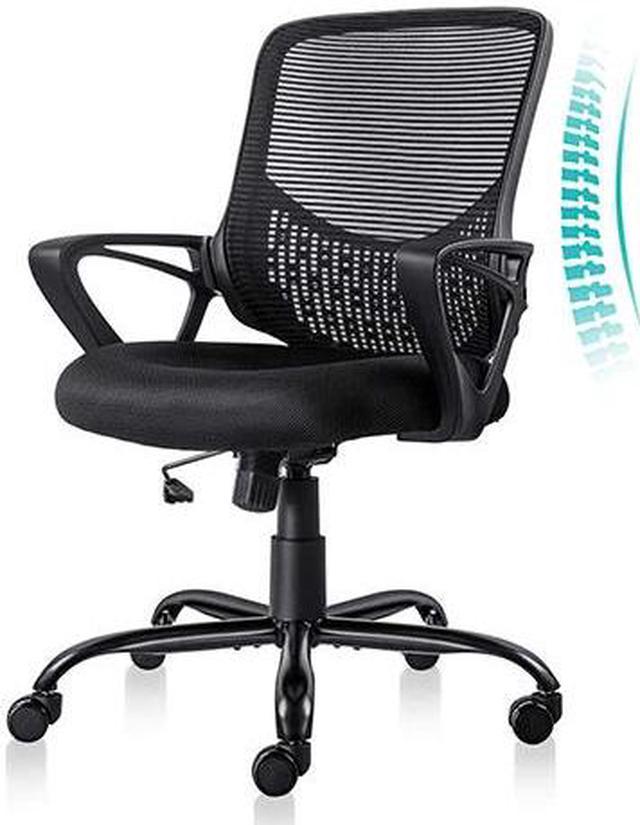 Ergonomic Task Chair, Mesh Office Seat with Lumbar Support Backrest & Flip-Up Arms Bring Home Furniture Upholstery Color: Gray