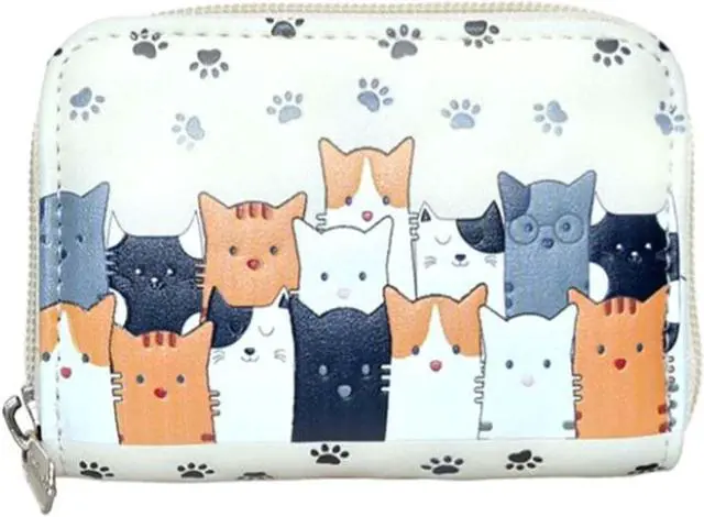 Main image of Shagwear Cat Crowd Small Beige Coin Purse Wallet
