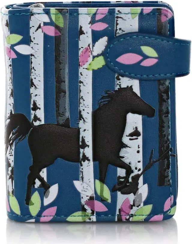 Main image of Shagwear Forest Horse Small Navy Blue Zipper Wallet