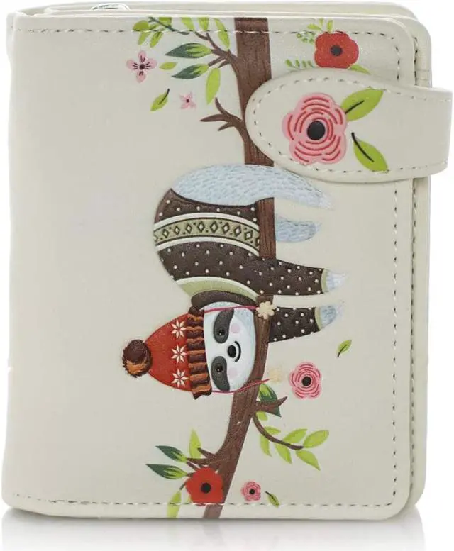 Main image of Shagwear Chilin Sloth Small Cream Zipper Wallet
