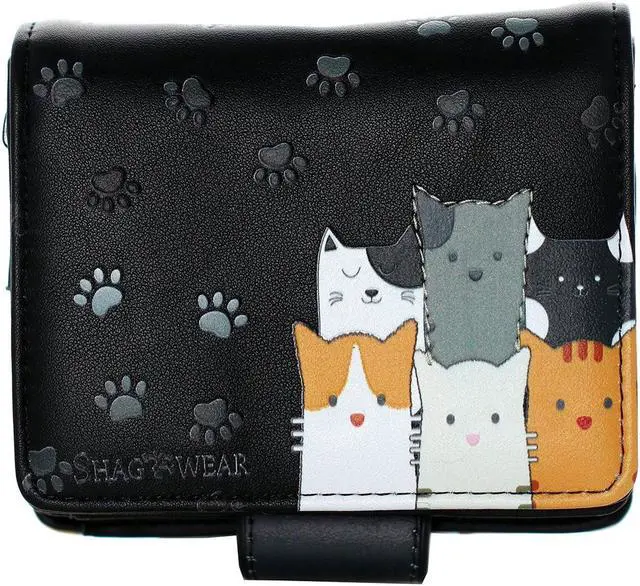 Main image of Shagwear Cat Crowd Small Black Zipper Wallet