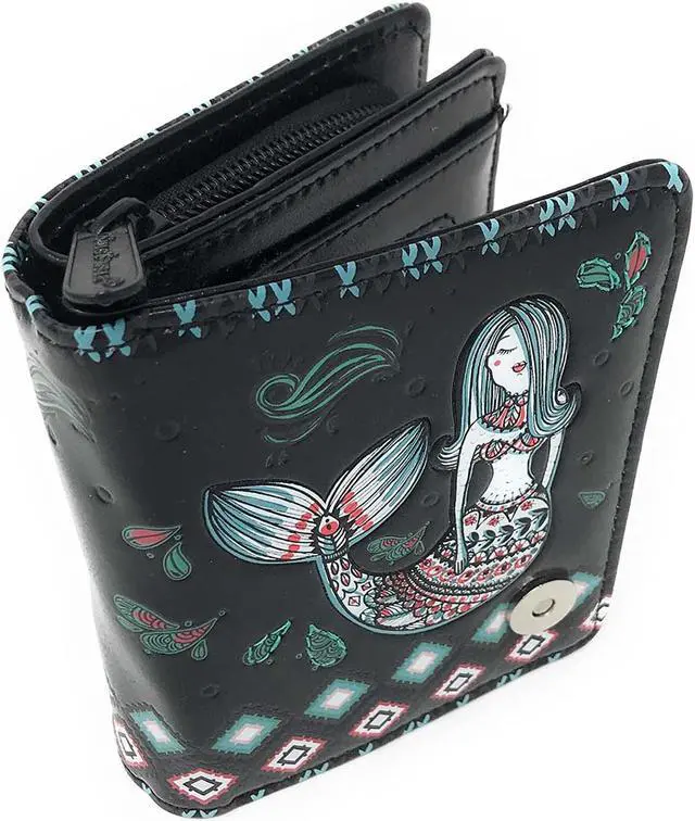 Main image of Shagwear Mermaid Garden Small Black Zipper Wallet