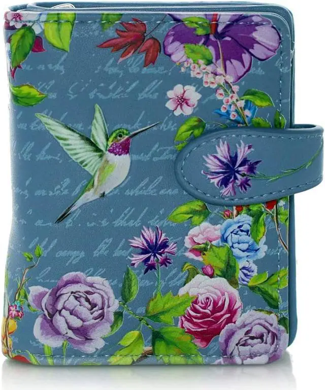 Main image of Shagwear Vintage Hummingbird Garden Small Blue Zipper Wallet