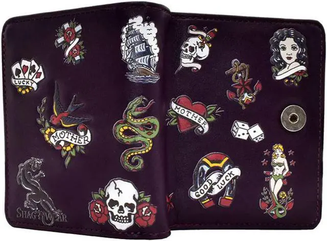 Main image of Shagwear Dark Purple Pin Up Small Wallet