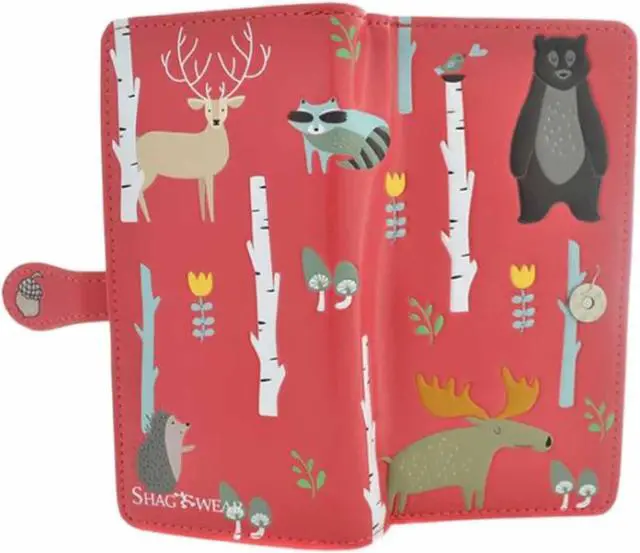Main image of Shagwear Woodland Animals Large Red Zipper Wallet