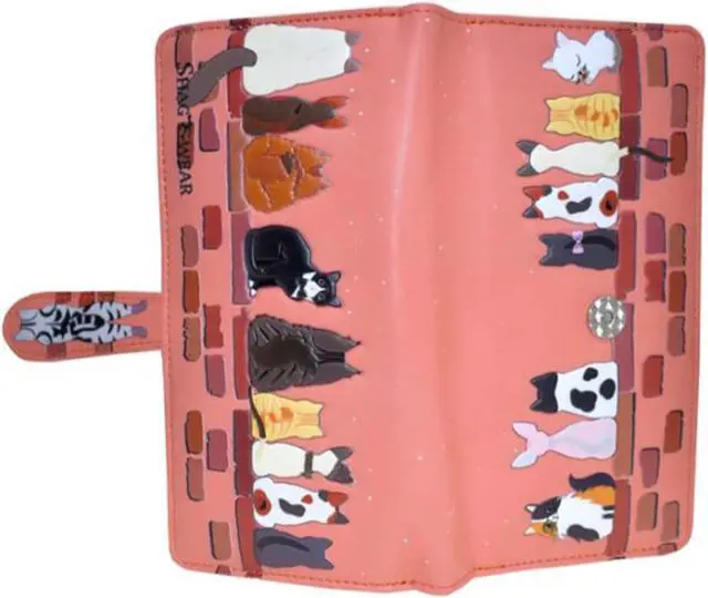 Main image of Shagwear Cats In A Row Large Coral Zipper Wallet