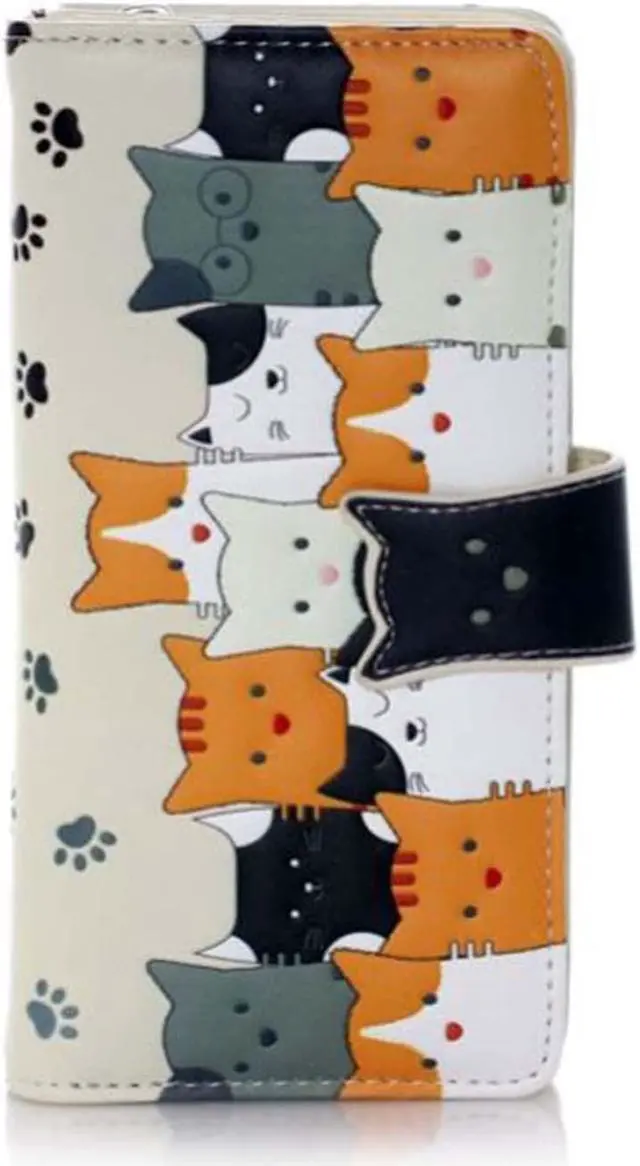 Main image of Shagwear Cat Crowd Large Beige Zipper Wallet