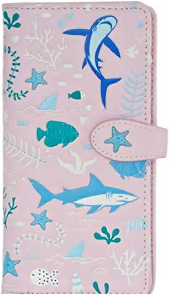 Main image of Shagwear Shark Pattern Large Pink Zipper Wallet