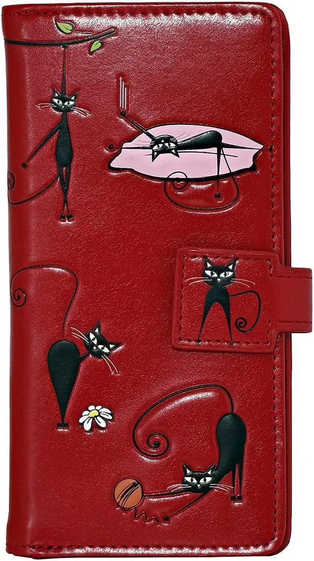 Main image of Shagwear Crazy Cats Large Red Zipper Wallet