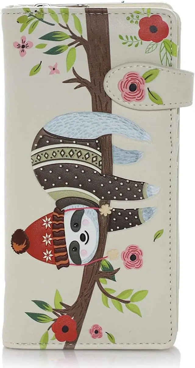 Main image of Shagwear Chillin Sloth Large Cream Zipper Wallet