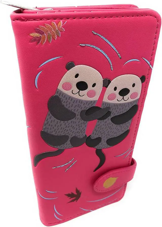 Main image of Shagwear Otters Fuchsia Large Zipper Wallet