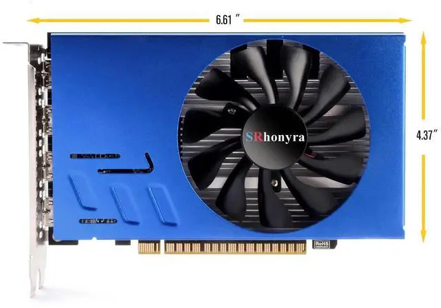 Alt view image 3 of 6 - SRhonyra xR7 350 4GB 6 Monitor Graphics Card with Resolution Locked Feature GDDR5 128-Bit 6×HDMI 2.0 Ports, Video Wall, Projection Fusion, Stock Trading and Monitoring