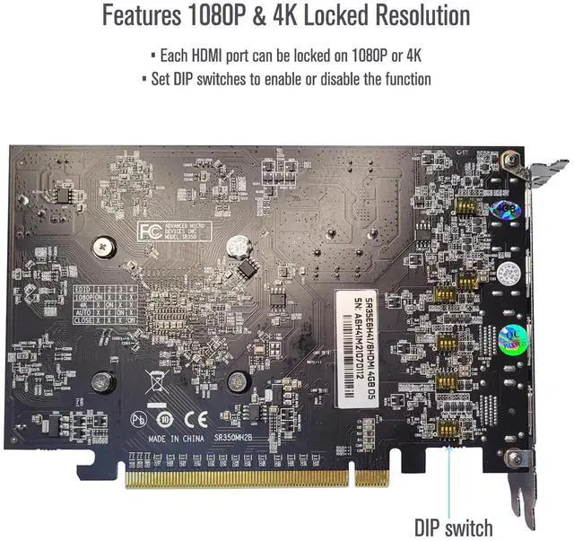 Alt view image 4 of 6 - SRhonyra xR7 350 4GB 6 Monitor Graphics Card with Resolution Locked Feature GDDR5 128-Bit 6×HDMI 2.0 Ports, Video Wall, Projection Fusion, Stock Trading and Monitoring