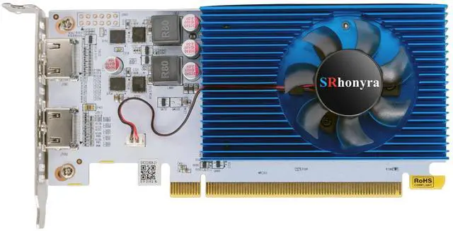 Alt view image 4 of 7 - SRhonyra R5 230 Low Profile Graphics Card 2GB DDR3 Dual HDMI 1080P  PCIe 2.0 x16 Bus Powered Support Splicing Mode 20 Watts SFF GPU