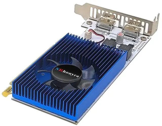 Alt view image 6 of 7 - SRhonyra R5 230 Low Profile Graphics Card 2GB DDR3 Dual HDMI 1080P  PCIe 2.0 x16 Bus Powered Support Splicing Mode 20 Watts SFF GPU