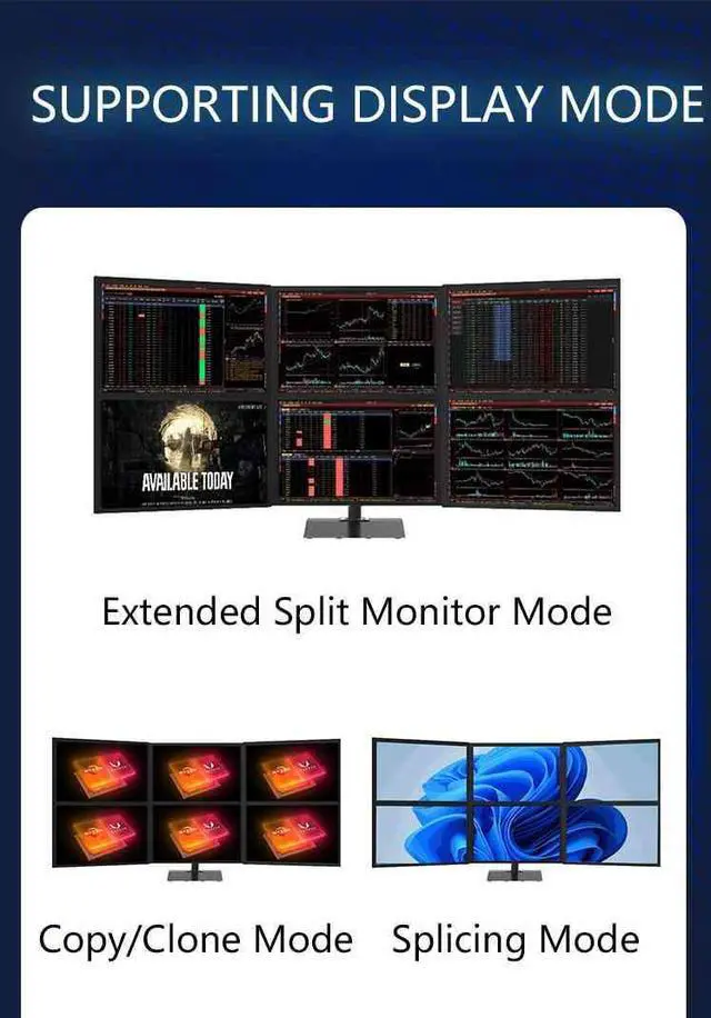 Alt view image 4 of 7 - SRhonyra Rx 580 4GB 6 monitors Graphics Card 6HDMI video card 6-Screen Projection Fusion Stock trading Splicing Large Screen 4GB