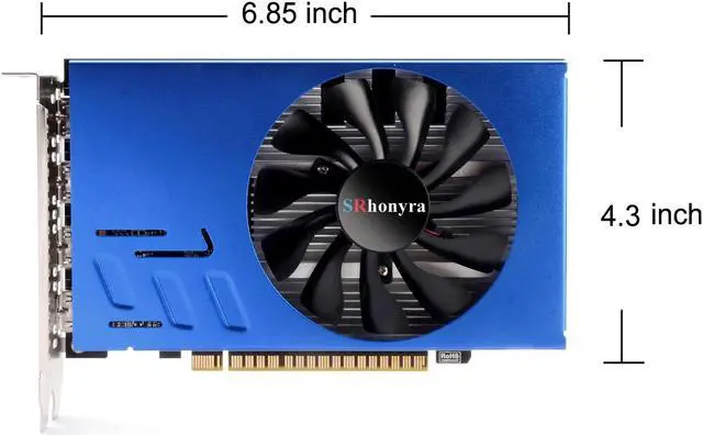 Alt view image 6 of 7 - SRhonyra Radeon R7 350 HD7750 4GB GDDR5 6HDMI Video Card 6 Monitors Graphics Card GPU PCI-Express 3.0 16X 128-Bit 2G