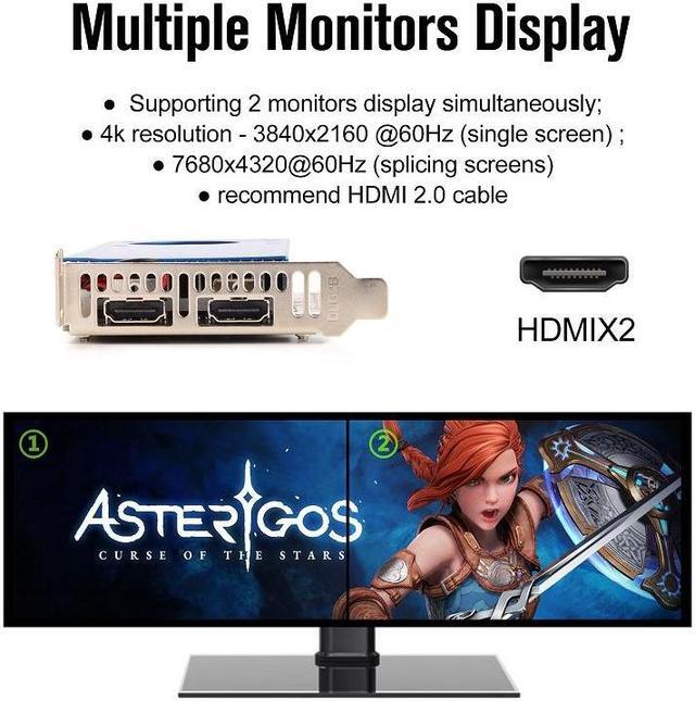 Alt view image 2 of 7 - SRhonyra GeForce GTX 1050 Ti 4GB 2HDMI  Low Profile Video Card SFF GPU GDDR5 128 Bit PCIe 3.0 x16  Dual Monitor Display Graphics Card