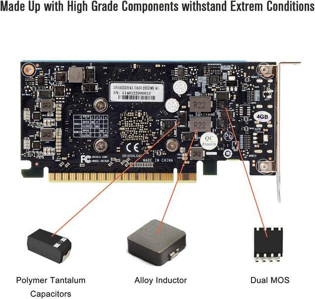Alt view image 6 of 7 - SRhonyra GeForce GTX 1050 Ti 4GB 2HDMI  Low Profile Video Card SFF GPU GDDR5 128 Bit PCIe 3.0 x16  Dual Monitor Display Graphics Card