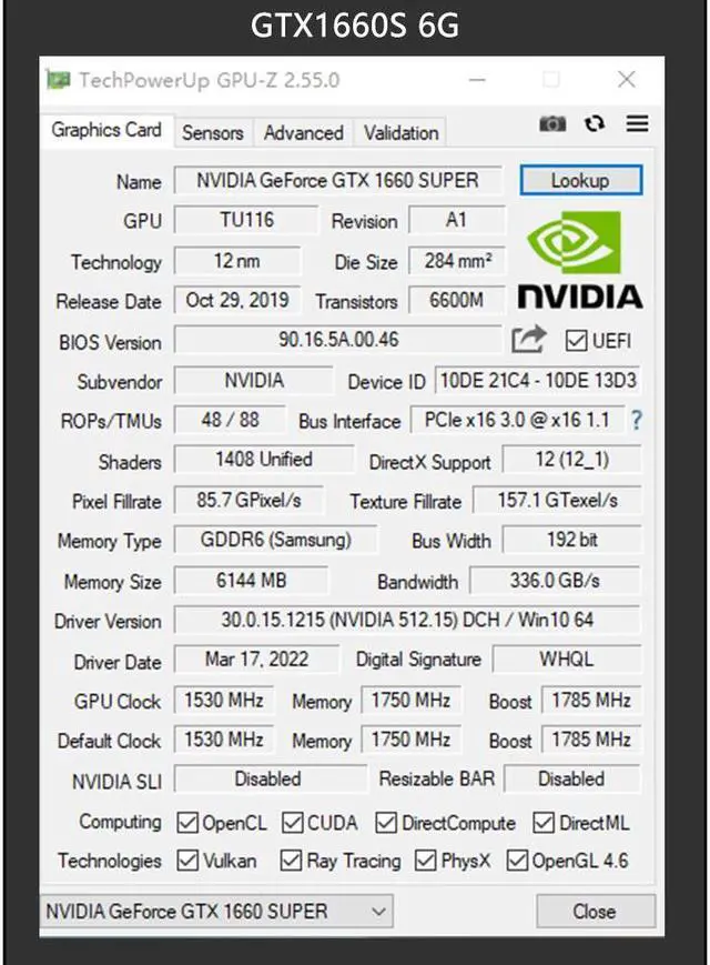 Alt view image 5 of 6 - SRhonyra GTX 1660 Supper 6GB DDR6 192bit Gaming graphics card  8Pin PCIe 3.0x16 Supprt  4 Monitors 3xDisplay Port + 1x HDMI Port