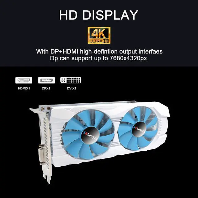 Alt view image 5 of 7 - SRhonyra AMD RX 580 8GB Gaming graphics card 2048SP GDDR5  256Bit PCI Express 3.0 x16 6Pin Gaming Video Card Mining GPU Gaming GPU with HDMI DP DVI Port