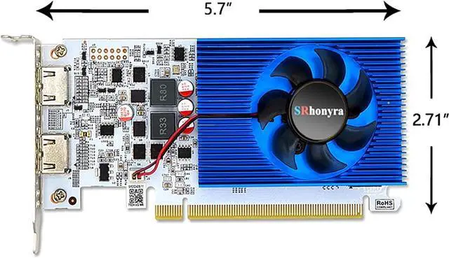 Alt view image 2 of 7 - SRhonyra GT 730 4GB low profile graphics card 128 Bit DDR3,  2×HDMI dual monitors video card, single slot  PCIe X16 2.0, Compatible DirectX 11 OpenGL 4.2 for SFF PC 2U chassis