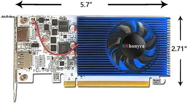 Alt view image 2 of 7 - SRhonyra GeForce GT 1030 4GB  Graphics Card  HDMI +DisplayPort  Support 2 monitors display 4K resolution  pci express 3.0 Low Profile GPU