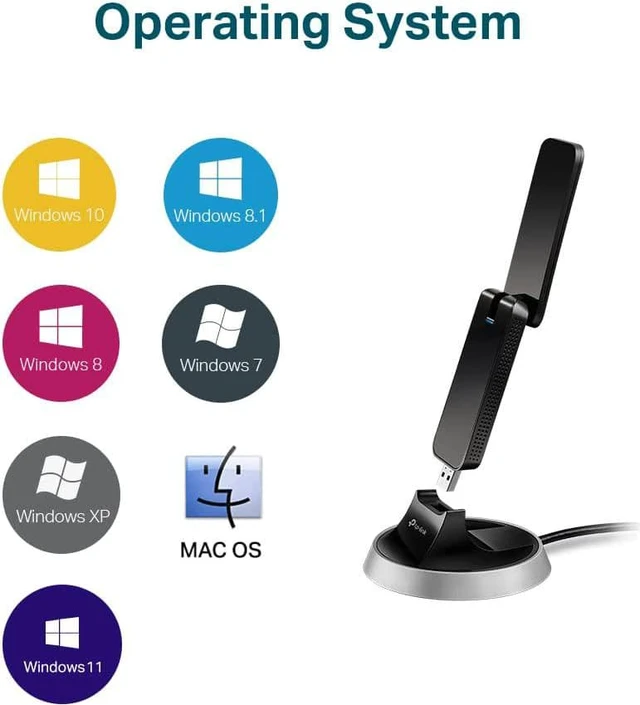 Alt view image 3 of 6 - TP-Link AC1900 USB 3.0 WiFi Adapter for PC(Archer T9UH)- Dual Band Wireless Network Dongle for Desktop with 2.4GHz/5GHz High Gain Antennas, Supports Windows 11/10/8.1/8/7, Mac OS 10.9 - 10.14