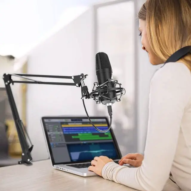 Alt view image 6 of 7 - USB Microphone, MAONO 192KHZ/24Bit Plug & Play PC Computer Podcast Condenser Cardioid Metal Mic Kit with Professional Sound Chipset for Recording, Gaming, Singing, YouTube (AU-A04)