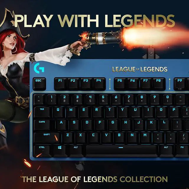 Alt view image 2 of 7 - Logitech G PRO Mechanical Gaming Keyboard - Ultra-Portable Tenkeyless Design, Detachable USB Cable, LIGHTSYNC RGB Backlit Keys, Official League of Legends Edition