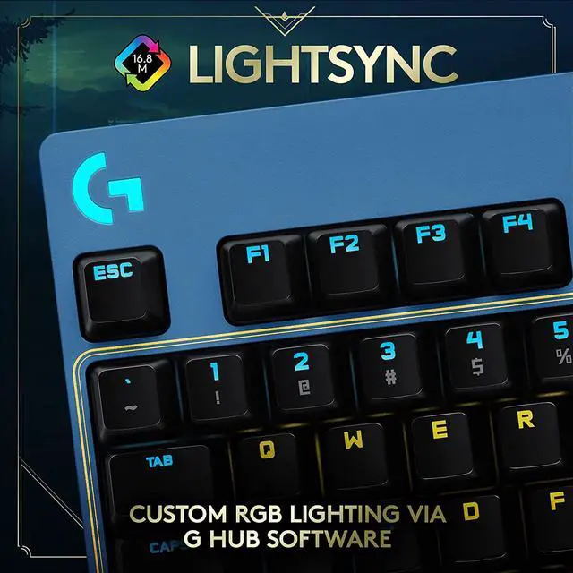 Alt view image 6 of 7 - Logitech G PRO Mechanical Gaming Keyboard - Ultra-Portable Tenkeyless Design, Detachable USB Cable, LIGHTSYNC RGB Backlit Keys, Official League of Legends Edition