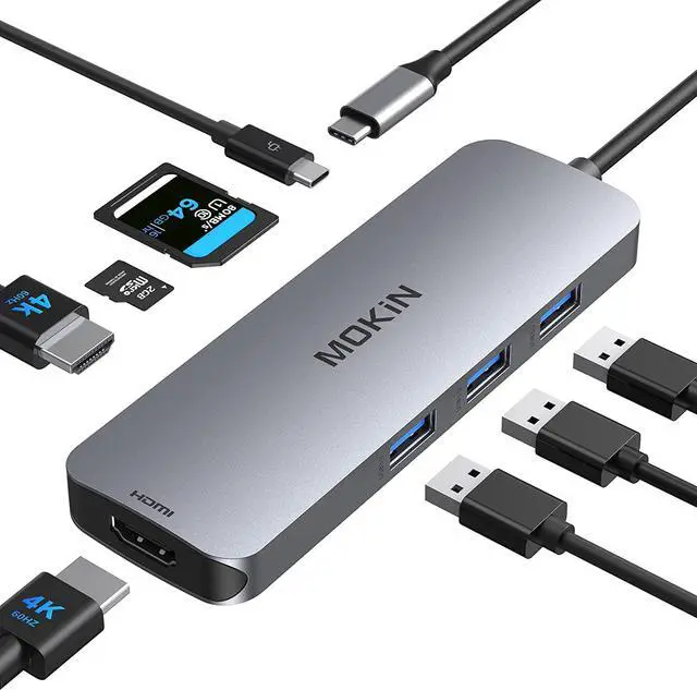 Main image of USB C to Dual HDMI Adapter, USB C Docking Station Dual Monitors for Windows,USB C Adapter with Dual HDMI,3 USB Port,SD/TF, PD Port Compatible for Dell XPS 13/15, Lenovo Yoga,etc