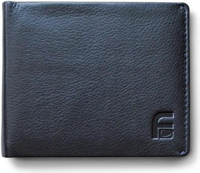 Main image of RFID Blocking Mens BiFold Wallet  Genuine Deluxe Black Leather, ID Theft Protection
