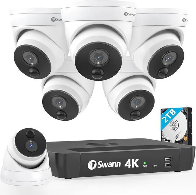 Alt view image 3 of 6 - Swann - Pro 4K, 8-Channel, 6-Dome Camera Indoor/Outdoor PoE Wired 4K UHD 2TB HDD NVR Security Surveillance System - White