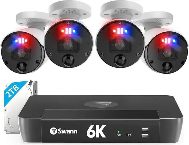 Alt view image 3 of 6 - Swann - ProEnforcer 8-Channel, 4-Cameras Indoor/Outdoor Wired 12MP Ultra HD 2TB NVR Security System - White