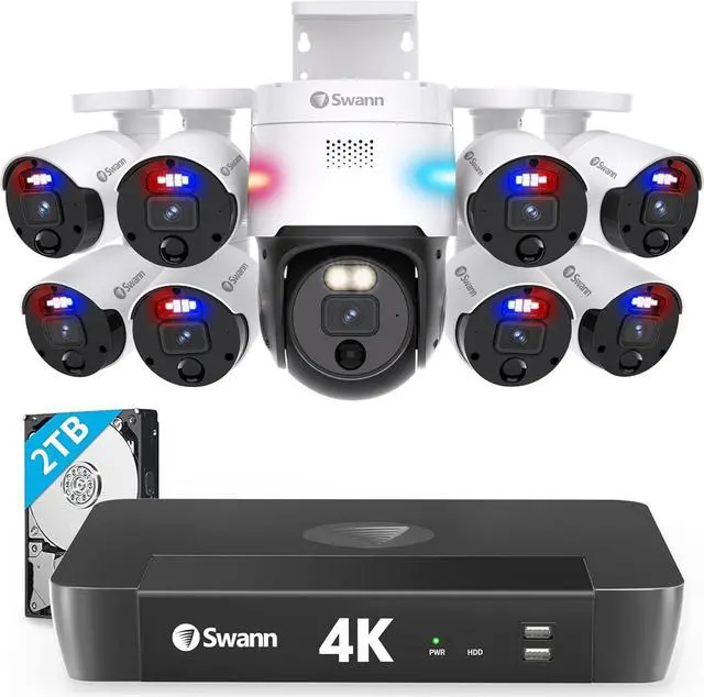 Alt view image 3 of 6 - Swann - Enforcer 16-Channel, 9-Camera Indoor/Outdoor Wired 4K NVR Security System - White SONVK-16898081PT-US Surveillance