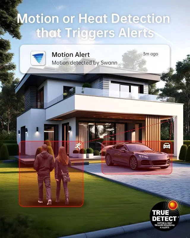 Alt view image 3 of 7 - Swann Add-On DVR Bullet Security Camera System with Sensor Spotlight, 4K Ultra HD Video, Indoor or Outdoor Design, Dusk to Dawn Color Night Vision Plus True Detect Heat and Motion Detection, 1 Pack