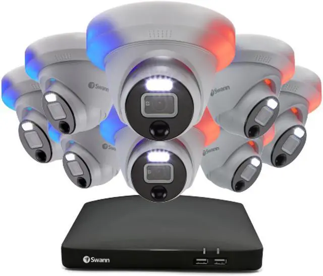 Alt view image 6 of 9 - Swann - Enforcer 8-Channel, 8-Dome Camera, Indoor/Outdoor Wired 1080p 1TB DVR Security Camera System SODVK-846808DE-US
