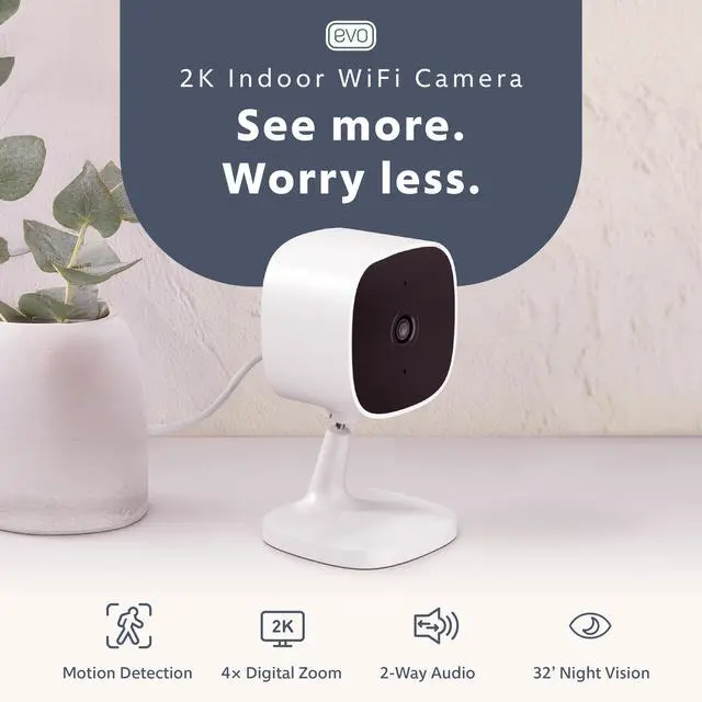 Alt view image 2 of 4 - Swann EVO 2K HD Security Camera 2-Pack, Indoor Wi-Fi Plug-In, Motion Detection, Night Vision, 2-Way Talk, Local/Cloud Storage