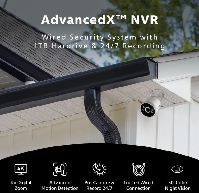 Alt view image 2 of 7 - Swann AdvancedX Wired NVR 4K Security Camera System, 8 Channels, 4 PoE Cameras Outdoor, 1TB HDD Storage, Color Night Vision, Smart AI Video Analytics/Alerts, Motion Detection, 24/7 Recording