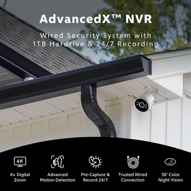 Alt view image 2 of 7 - Swann AdvancedX Wired NVR 4K Security Camera System, 8 Channels, 8 PoE Cameras Outdoor, 1TB HDD Storage, Color Night Vision, Smart AI Video Analytics/Alerts, Motion Detection, 24/7 Recording