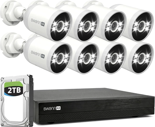 Main image of Swann AdvancedX Wired NVR 4K Security Camera System 16 CH, 8 PoE Outdoor Cameras, 2TB, Color Night Vision, Motion Detect