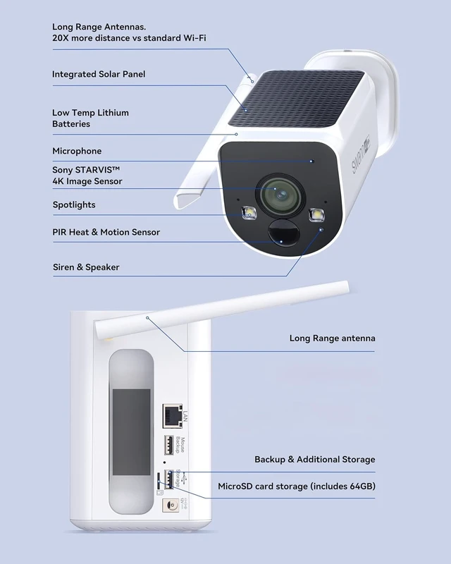 Alt view image 7 of 7 - Swann MaxRanger4K Solar Wireless Outdoor Security Cameras, 2-Camera Kit, Up to 2,000 ft Range, Built-In Solar, 4K Color Night Vision, Person and Vehicle Alerts, 64GB Local Storage, No Subscription